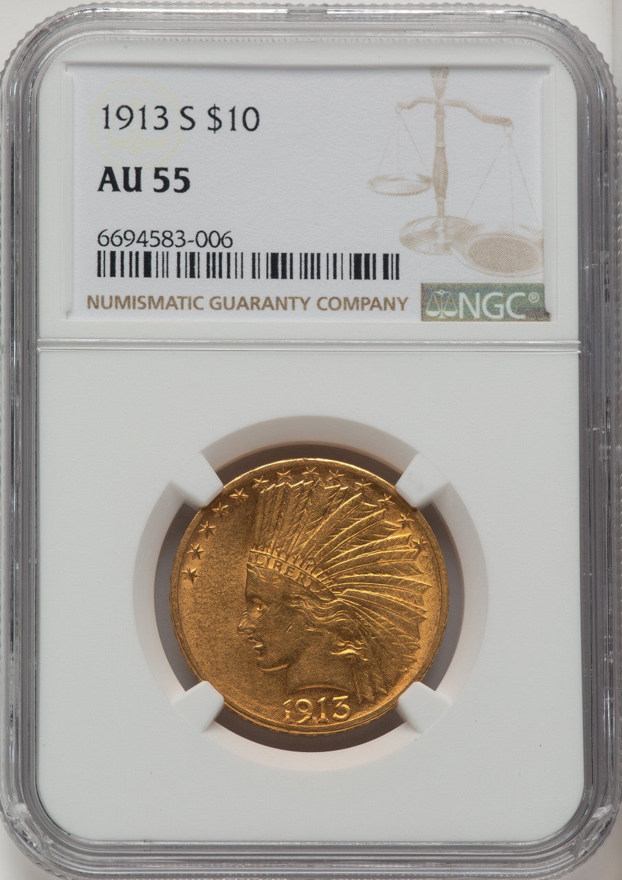 1913-S $10 Indian Eagle NGC AU55 (774251008)