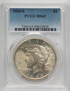 1924-S Peace Dollar PCGS MS63