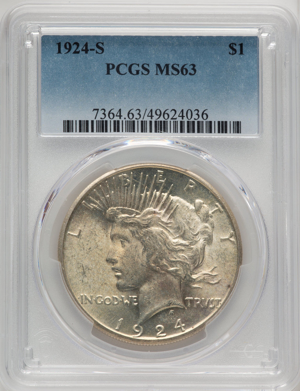 1924-S Peace Dollar PCGS MS63