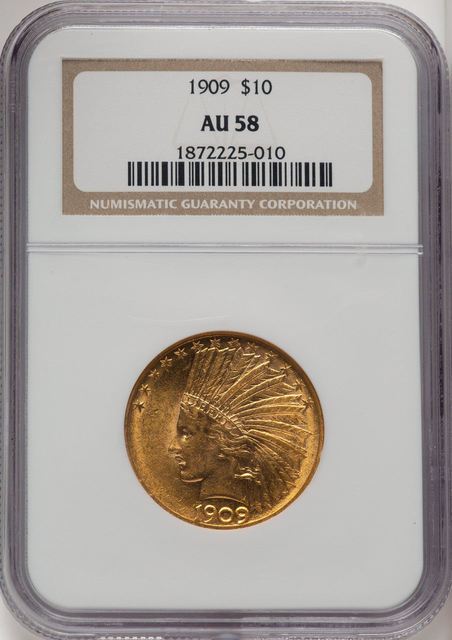 1909 $10 Indian Eagle NGC AU58