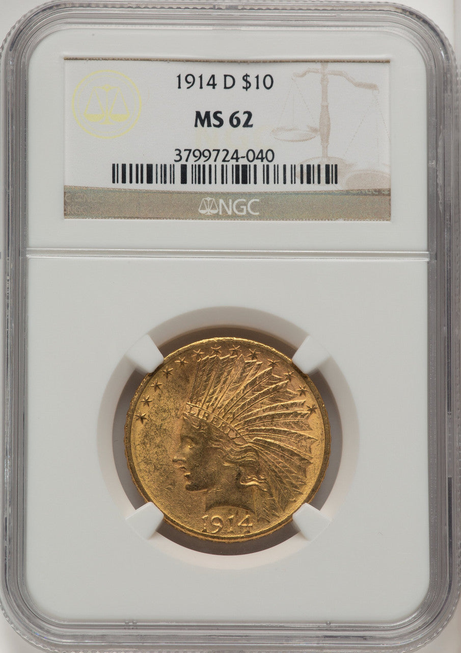 1914-D $10 Indian Eagle NGC MS62 (774367003)