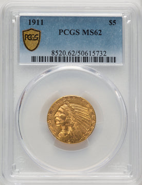 1911 $5 Indian Half Eagle PCGS MS62