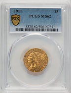 1911 $5 Indian Half Eagle PCGS MS62