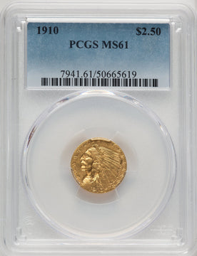 1910 $2.50 Indian Quarter Eagle PCGS MS61