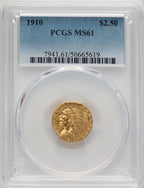 1910 $2.50 Indian Quarter Eagle PCGS MS61