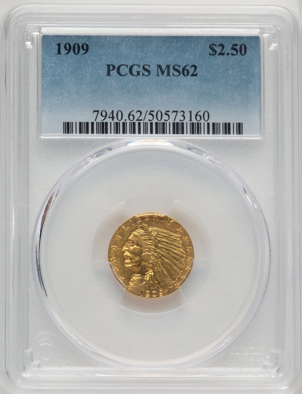 1909 $2.50 Indian Quarter Eagle PCGS MS62 (773972039)
