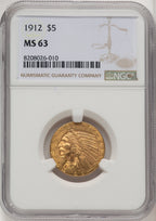 1912 $5 Indian Half Eagle NGC MS63 (774262022)