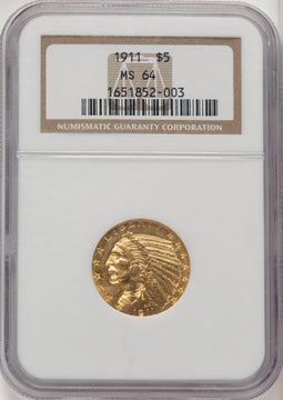 1911 $5 Indian Half Eagle NGC MS64 (774256016)