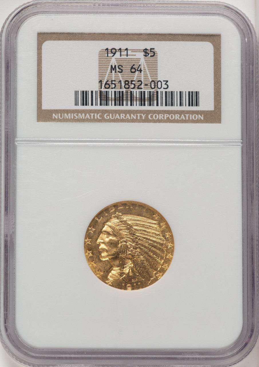 1911 $5 Indian Half Eagle NGC MS64 (774256016)