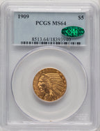 1909 $5 CAC Indian Half Eagle PCGS MS64