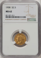 1908 $2.50 Indian Quarter Eagle NGC MS62 (772460070)