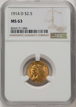 1914-D $2.50 Indian Quarter Eagle NGC MS63 (773720015)