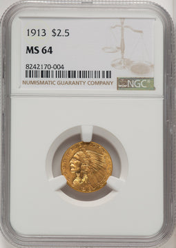 1913 $2.50 Indian Quarter Eagle NGC MS64 (773671007)