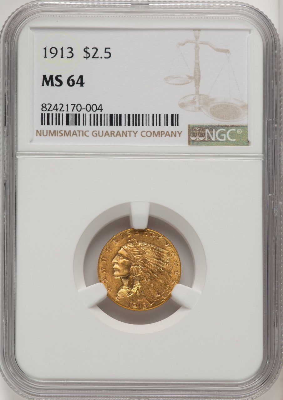 1913 $2.50 Indian Quarter Eagle NGC MS64 (773671007)