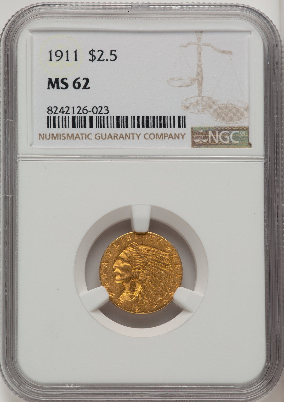 1911 $2.50 Indian Quarter Eagle NGC MS62 (505886204)