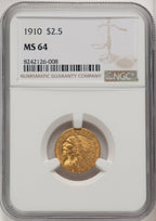 1910 $2.50 Indian Quarter Eagle NGC MS64 (520223018)