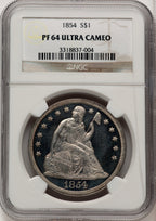 1854 Proof Seated Dollar NGC PR64