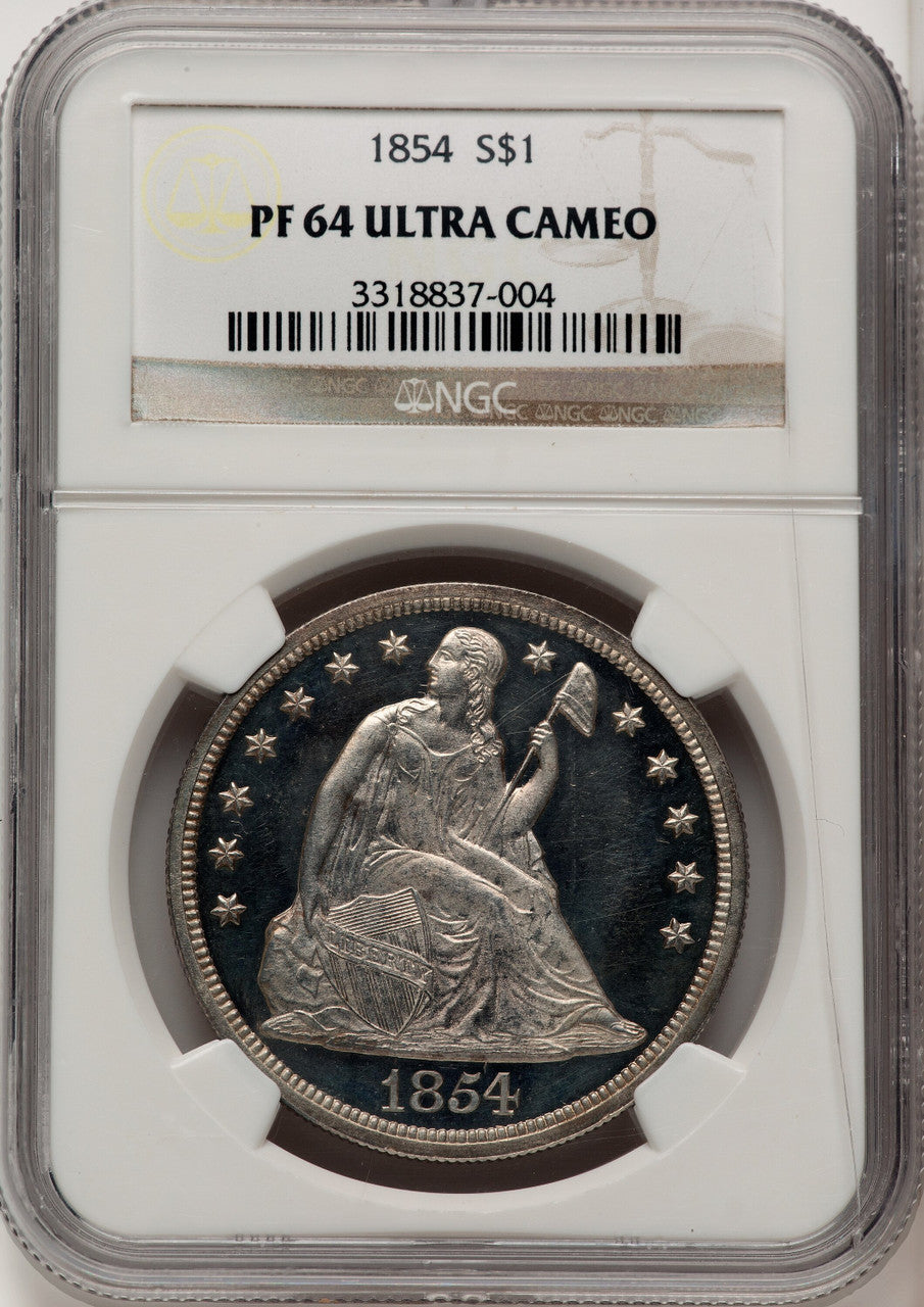 1854 Proof Seated Dollar NGC PR64