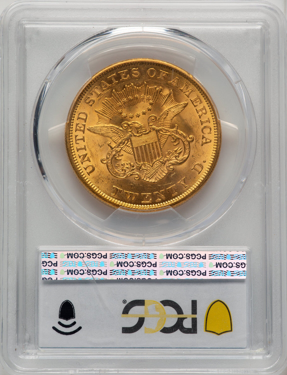 1855 $20 CAC Liberty Double Eagle PCGS MS63+