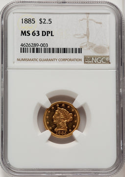 1885 $2.50 Liberty Quarter Eagle NGC MS63