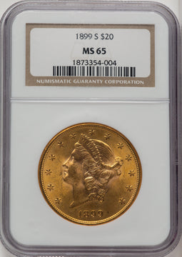 1899-S $20 Liberty Double Eagle NGC MS65