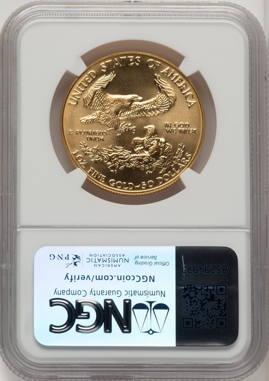 1987 $50 One-Ounce Gold Eagle Brown Label NGC MS70 (770755031)