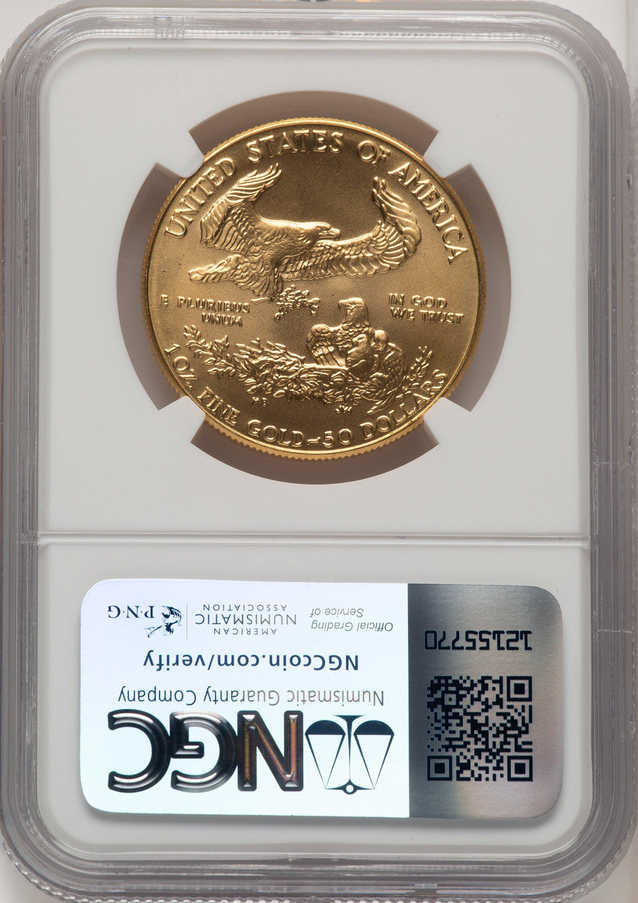 1986 $50 One-Ounce Gold Eagle Saint Gaudens Label NGC MS70