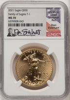 2021 $50 One-Ounce Gold Eagle Type One First Strike Don Everhart NGC MS70