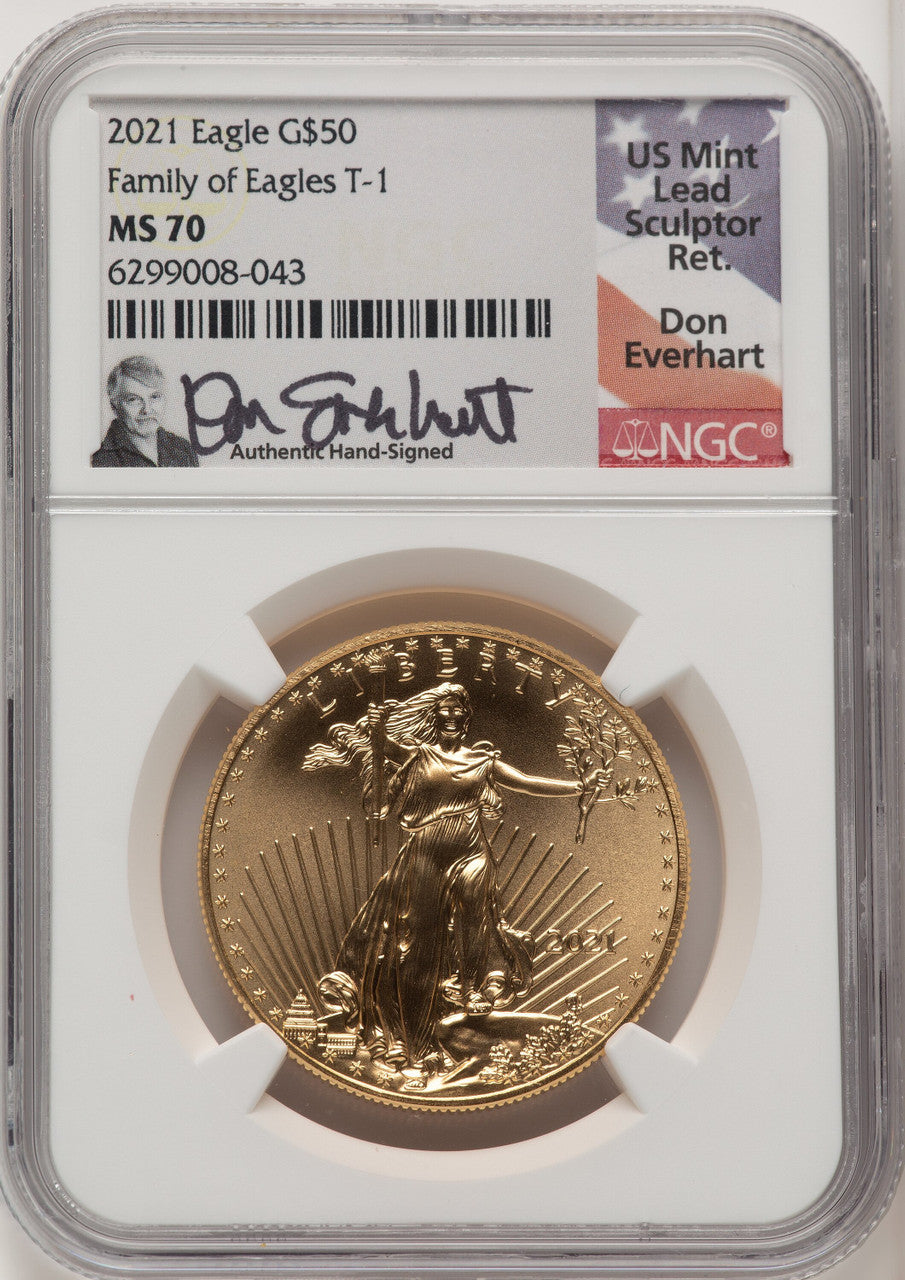 2021 $50 One-Ounce Gold Eagle Type One First Strike Don Everhart NGC MS70
