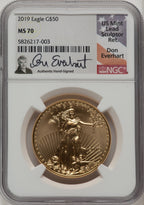 2019 $50 One Ounce Gold Eagle First Day of Issue Don Everhart NGC MS70
