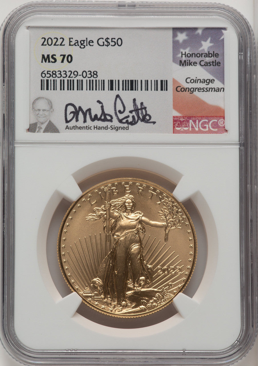 2022 $50 One-Ounce Gold Eagle NGC MS70 Castle