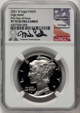 2021-W Palladium Eagle 1 oz FDI Mike Castle NGC PF70
