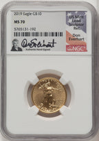 2019 $10 Quarter Ounce Gold Eagle First Strike Don Everhart NGC MS70