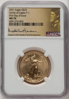 2021 $25 Half-Ounce Gold Eagle Type One First Day of Issue Non Designation NGC MS70
