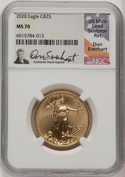 2020 $25 Half-Ounce Gold Eagle Don Everhart NGC MS70