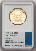 2020 $25 Half-Ounce Gold Eagle FDI 1ST NGC MS70 Castle Standish