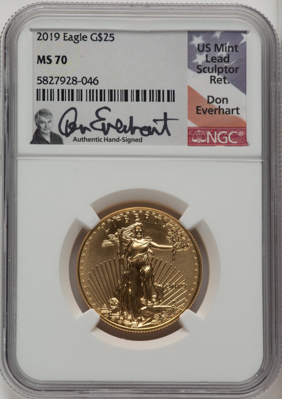 2019 $25 Half Ounce Gold Eagle Don Everhart NGC MS70