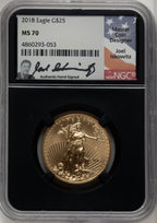 2018 $25 Half-Ounce Gold Eagle NGC MS70 Joel Iskowitz
