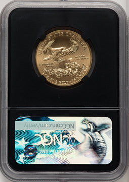 2017 $25 Gold Eagle First Day of Issue ER Ed Moy Blk Core NGC MS70