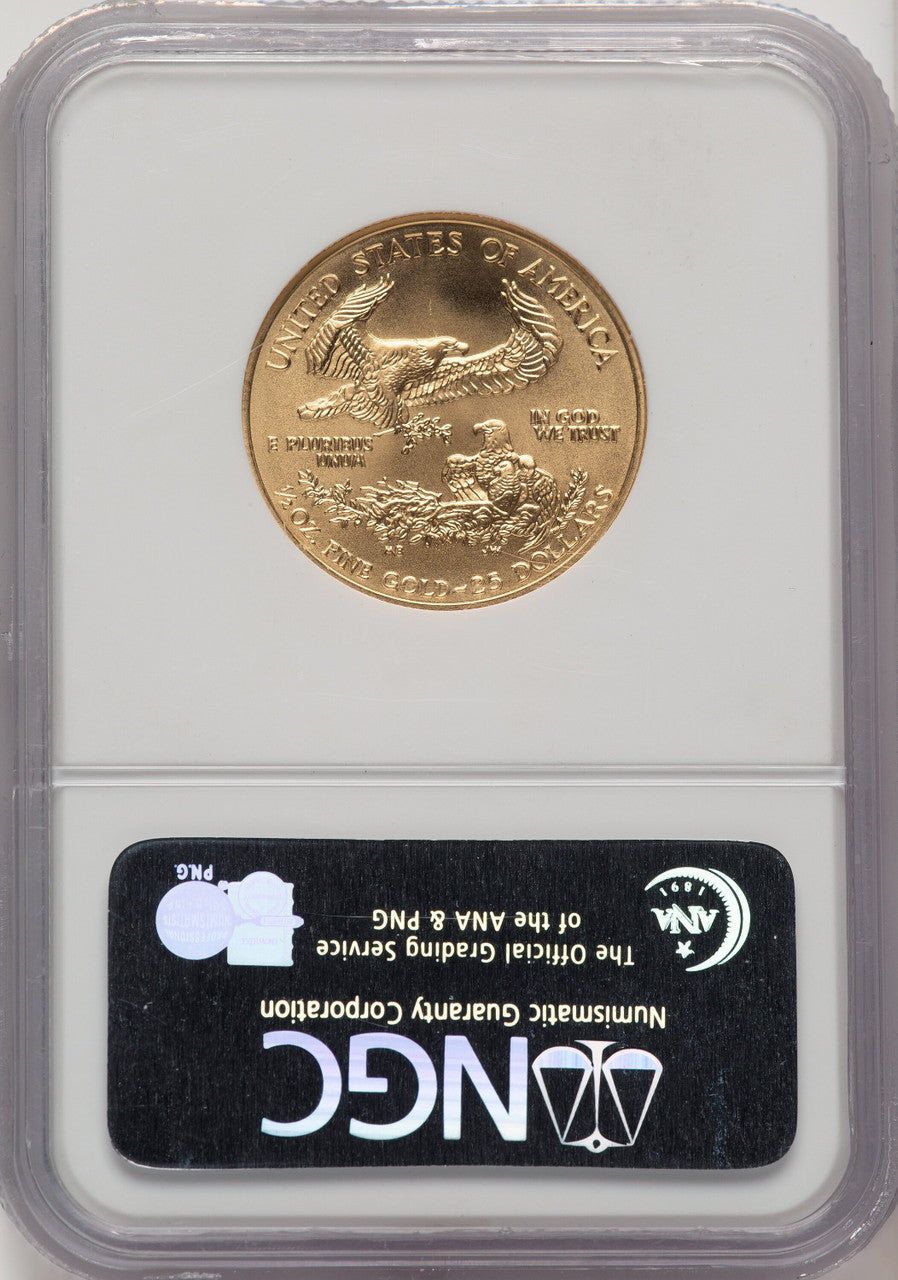 2007 $25 Half-Ounce Gold Eagle Brown Label NGC MS70 (774092041)