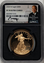 2020-W $50 One-Ounce Gold Eagle Ed Moy Blk Core NGC PF70