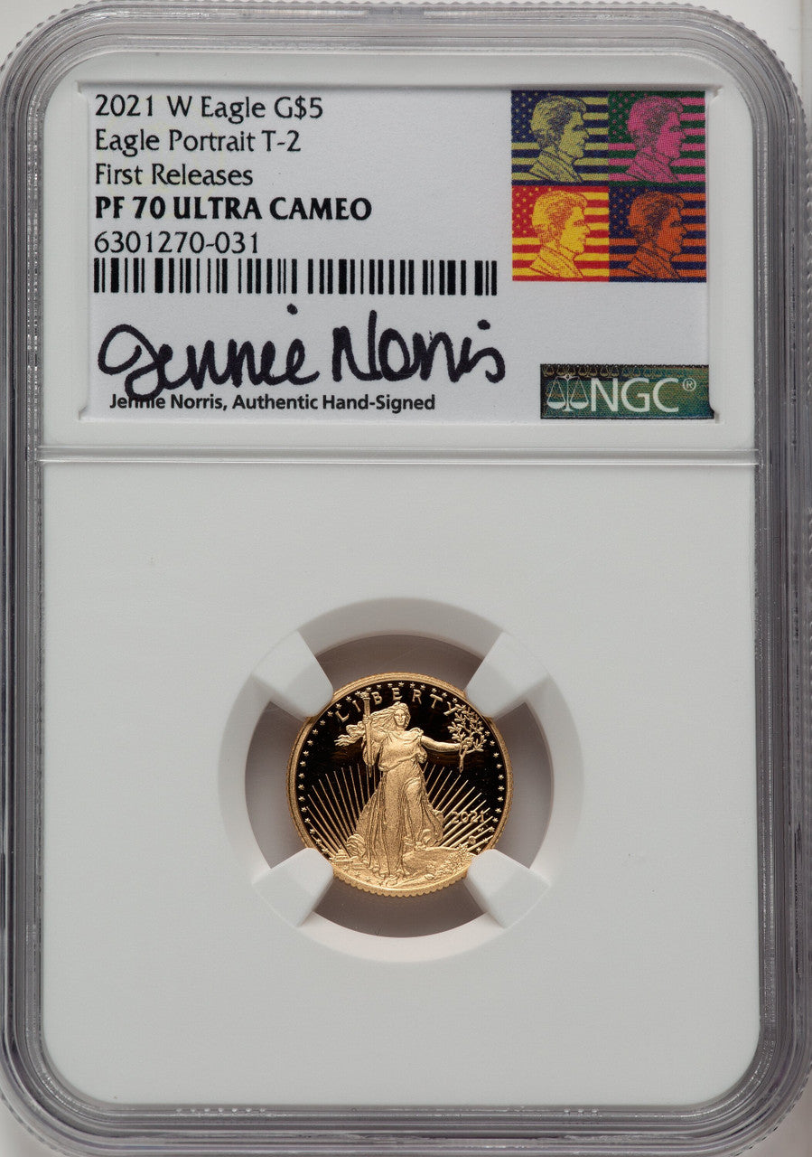 2021-W T2 Gold American Eagle 4-Coin Set Jennie Norris NGC PF70