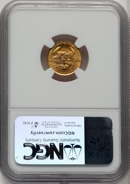 1986 $5 Tenth-Ounce Gold Eagle Saint Gaudens Label NGC MS70