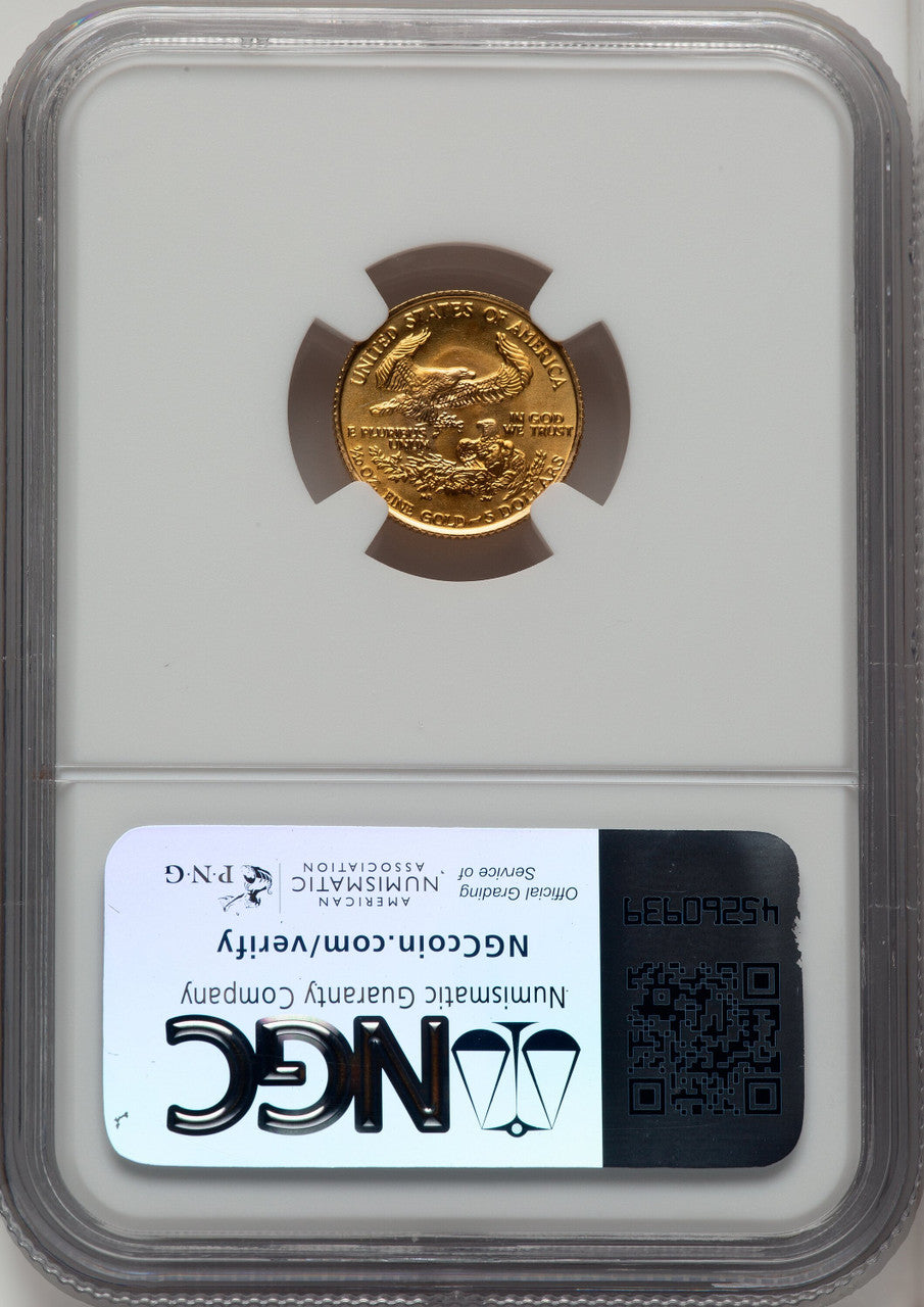 1986 $5 Tenth-Ounce Gold Eagle Saint Gaudens Label NGC MS70