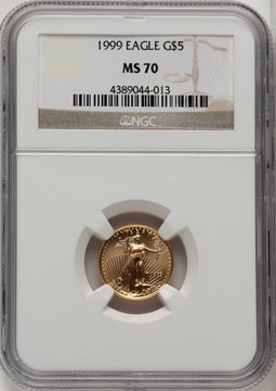 1999 $5 Tenth-Ounce Gold Eagle NGC MS70