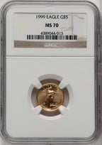 1999 $5 Tenth-Ounce Gold Eagle NGC MS70