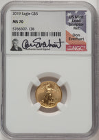 2019 $5 Tenth Ounce Gold Eagle First Strike Don Everhart NGC MS70