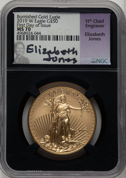 2019-W $50 One-Ounce Gold Eagle First Day of Issue NGC MS70 Jones