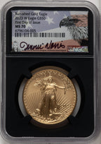2023-W Burnished Gold Eagle 1 oz FDI Jennie Norris Blk Core NGC MS70 (520467028)