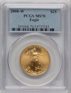 2008-W $25 Half-Ounce Gold Eagle Burnished Blue Gradient PCGS SP70